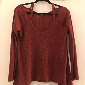 Red Sweater Long Sleeve Top